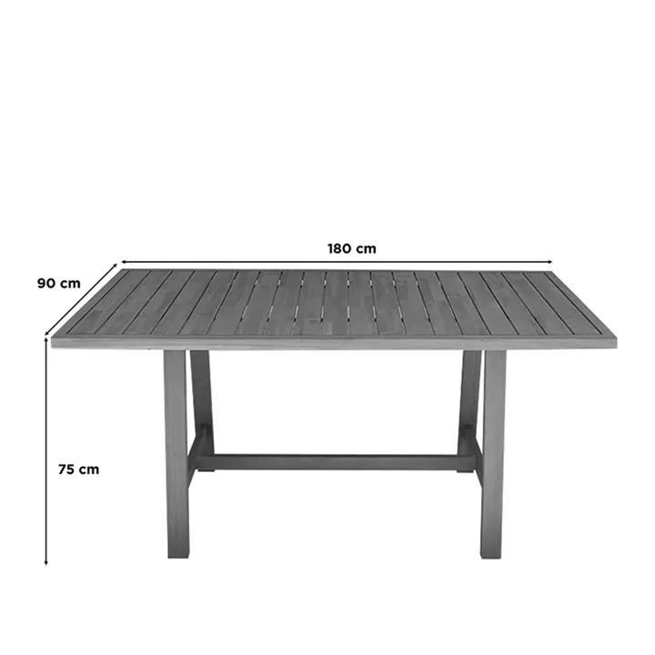 Τραπεζαρία Malibu pakoworld Σετ 9τεμ μασίφ ξύλο ακακίας 180x90x75εκ