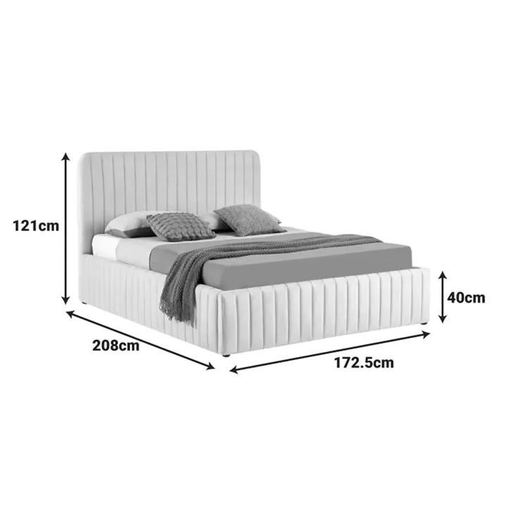 Double bed Zilin pakoworld beige fabric With storage space 160x200cm