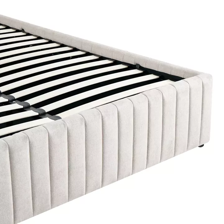 Double bed Zilin pakoworld beige fabric With storage space 160x200cm