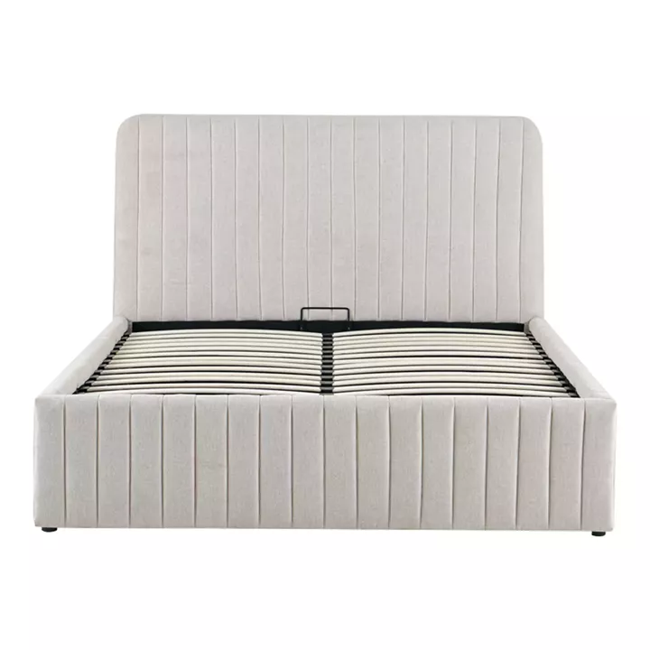 Double bed Zilin pakoworld beige fabric With storage space 160x200cm