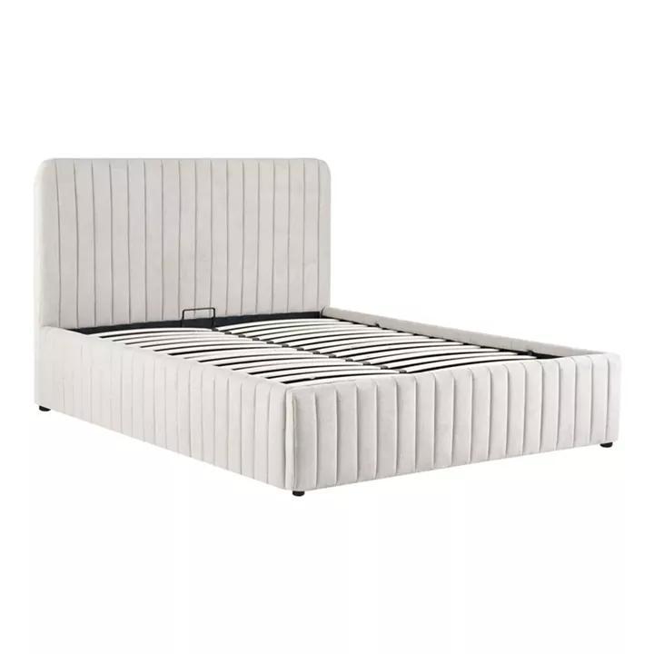 Double bed Zilin pakoworld beige fabric With storage space 160x200cm