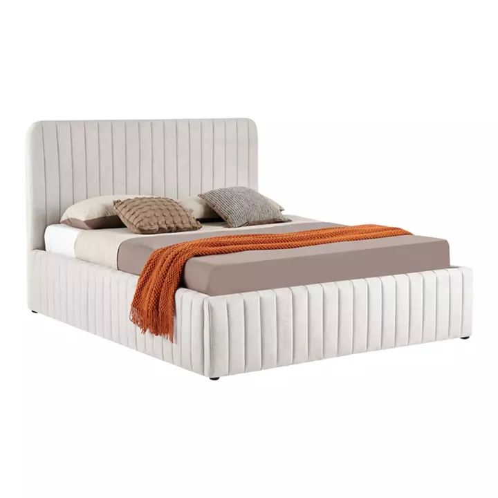 Double bed Zilin pakoworld beige fabric With storage space 160x200cm