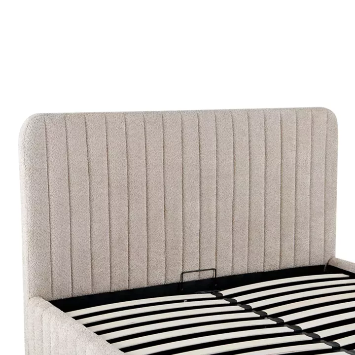 Κρεβάτι διπλό Zilin pakoworld ύφασμα μπουκλε μπεζ με αποθηκευτικό χώρο 160x200εκ