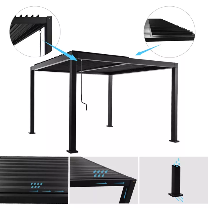 ΒΙΟΚΛΙΜΑΤΙΚΗ ΠΕΡΓΚΟΛΑ ΑΛΟΥΜΙΝΙΟΥ PREMIUM FRANIO HM6609.01 ΜΑΥΡΟ 300x300x240Υ