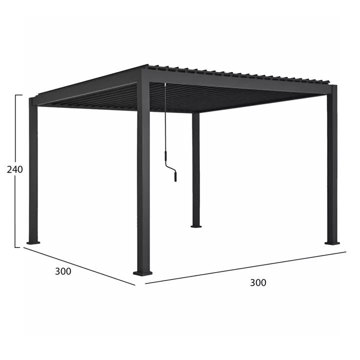 BIOCLIMATIC ALUMINUM PERGOLA DOMECIL HM6611.01 WITH IRON LOUVERS--300x300x240Hcm