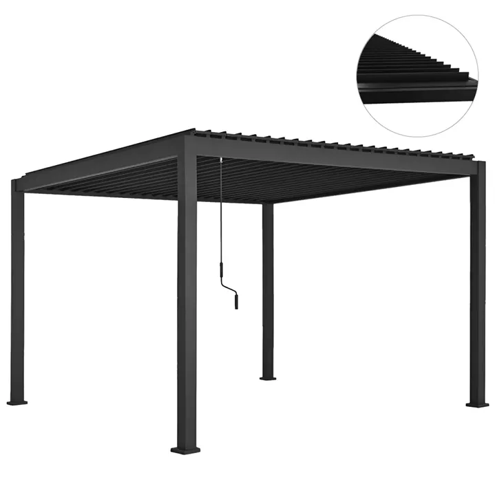 BIOCLIMATIC ALUMINUM PERGOLA DOMECIL HM6611.01 WITH IRON LOUVERS--300x300x240Hcm