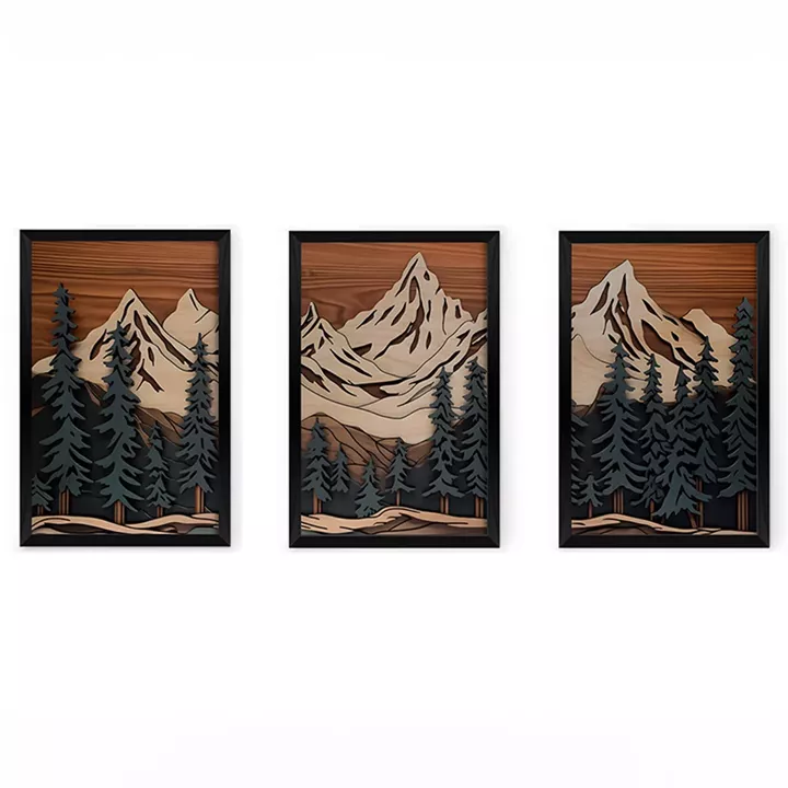 Wall art in frame Fortasia pakoworld triptyque with digital print 33x0.3x48cm