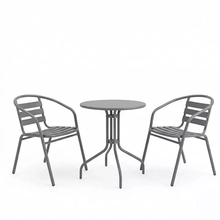 Dining set Vergo Tade pakoworld 3 pcs anthracite metal D60x70cm