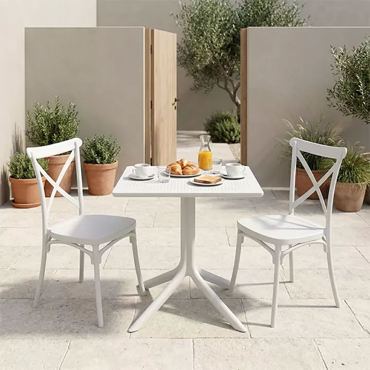 Dining table Groovy Crossie pakoworld 3 pcs white PP 60x60x76cm
