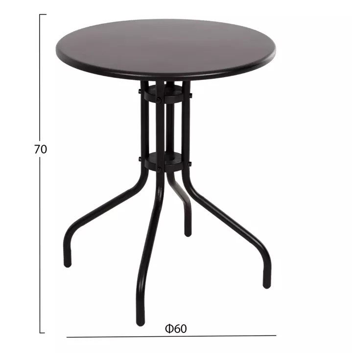 ΣΕΤ ΤΡΑΠΕΖΑΡΙΑΣ 3ΤΜΧ LINO HM10728 2 ΜΕΤΑΛ. ΚΑΡΕΚΛΕΣ--ΣΤΡΟΓΓΥΛΟ ΤΡΑΠΕΖΙ Φ60εκ ΜΑΥΡΟ