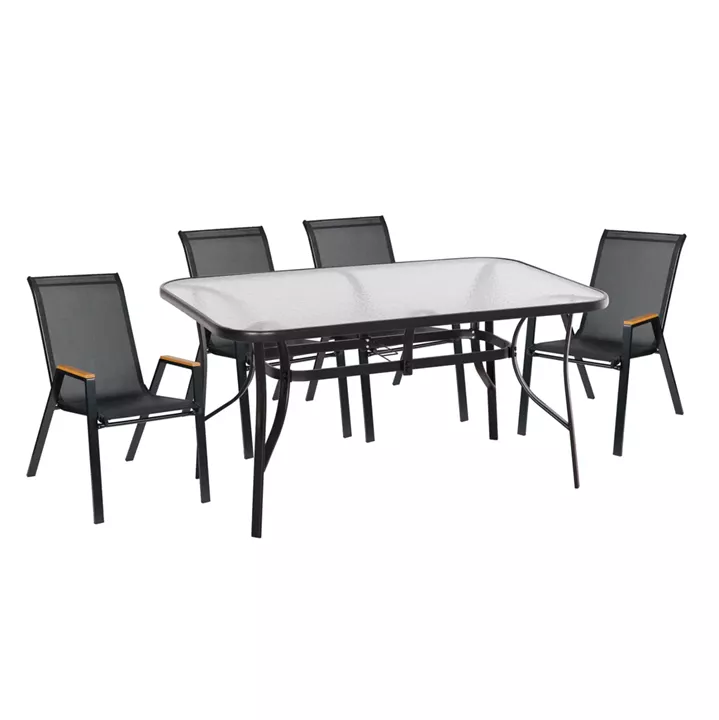 ΣΕΤ ΤΡΑΠΕΖΑΡΙΑΣ 5ΤΜΧ BRUNO HM10729.03 ΚΑΡΕΚΛΕΣ ΜΕΤΑΛΛΙΚΕΣ & ΤΡΑΠΕΖΙ 150x90εκ ΜΑΥΡΟ