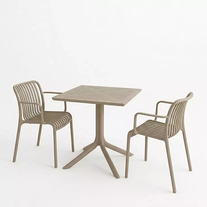 Dining table Groovy Zoi pakoworld 3 pcs cappuccino PP 60x60x76cm