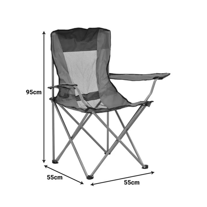 Beach-camping chair Pesca pakoworld metal-waterproof fabric in gray shade 55x55x95cm