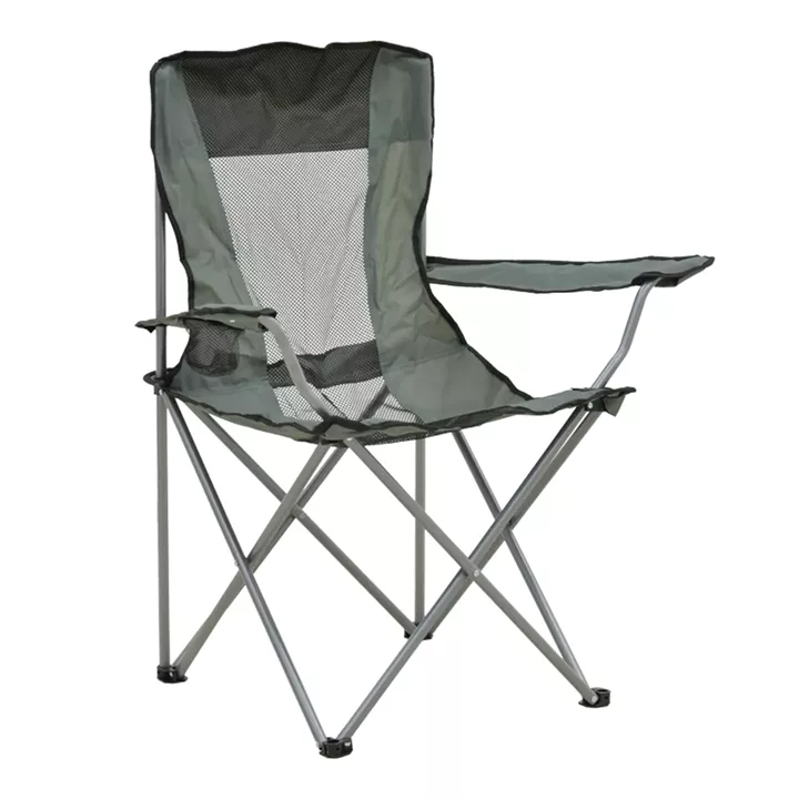 Beach-camping chair Pesca pakoworld metal-waterproof fabric in gray shade 55x55x95cm