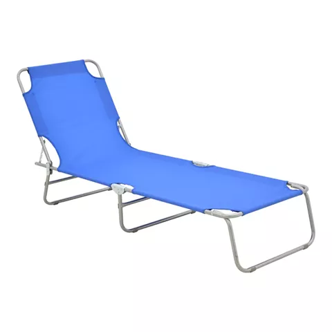 Pasein pakoworld metal-textilene beach lounger in blue shade 55x185x24cm