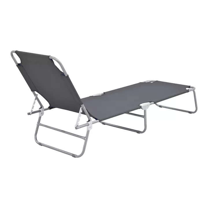 Pasein pakoworld metal-textilene beach lounger in anthracite shade 55x185x24cm