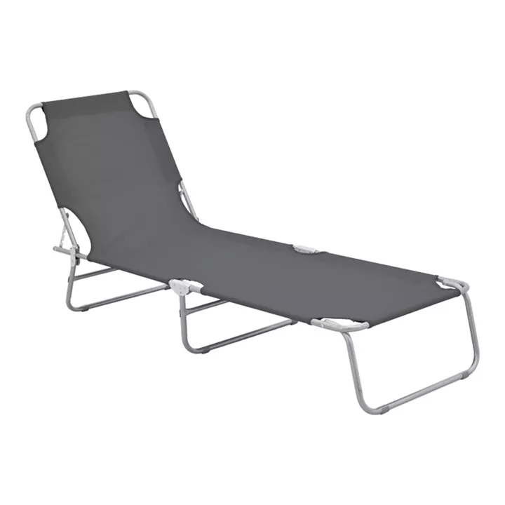 Pasein pakoworld metal-textilene beach lounger in anthracite shade 55x185x24cm
