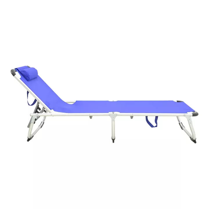 Ξαπλώστρα παραλίας Fevepe pakoworld βαρέως τύπου αλουμίνιο-textilene σε μπλε απόχρωση 58.5x185x29.5εκ