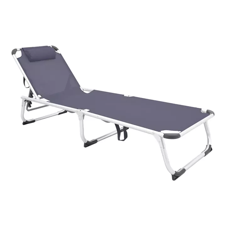 Fevepe pakoworld beach lounger heavy duty aluminum-textilene in anthracite shade 58.5x185x29.5cm