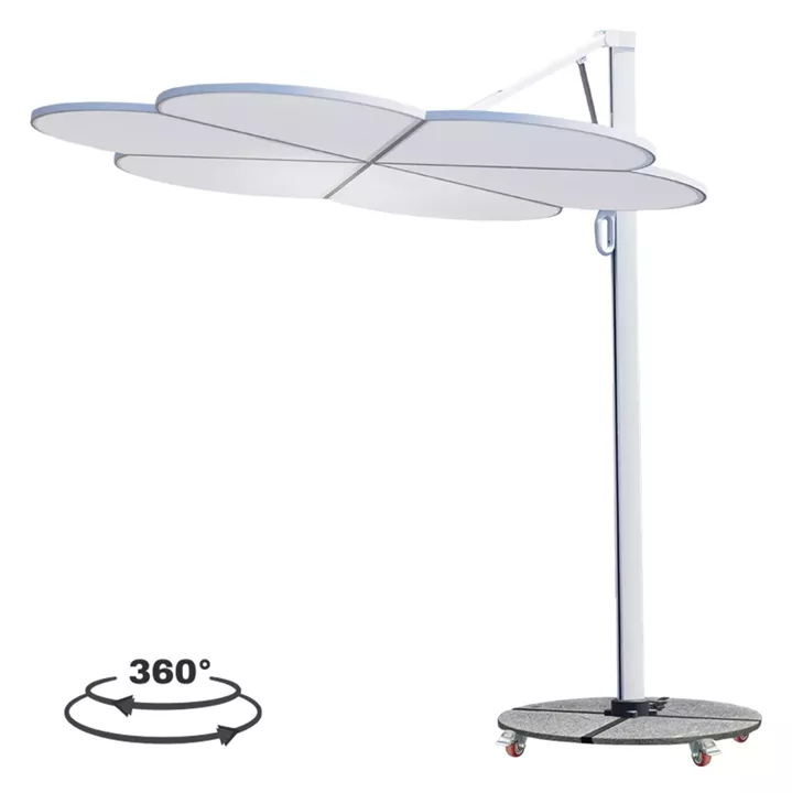 ΟΜΠΡΕΛΑ ΜΕ ΒΑΣΗ ΣΕΙΡΑ CANNOPY (flower) HM21286.02 ΑΛΟΥΜΙΝΙΟ-ΓΡΑΝΙΤΗΣ-ΛΕΥΚΟ 2,38x2,2μ