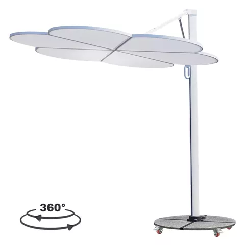 ΟΜΠΡΕΛΑ ΜΕ ΒΑΣΗ ΣΕΙΡΑ CANNOPY (flower) HM21286.02 ΑΛΟΥΜΙΝΙΟ-ΓΡΑΝΙΤΗΣ-ΛΕΥΚΟ 2,38x2,2μ