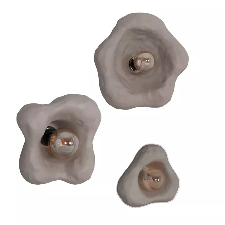 SET 3PCS WALL SCONCES LUXON HM10725.02 FIBER CEMENT IN GREY [S-M-L]