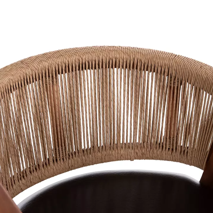 DINING CHAIR BRANN HM18238.11 TEAK WOOD-ROPE-BROWN PU 60x67x76Hcm.