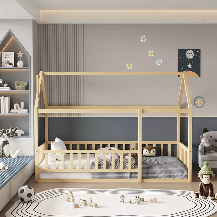 ΚΡΕΒΑΤΙ ΠΑΙΔΙΚΟ ΜΕ ΚΑΓΚΕΛΟ HOUSER HM706.01 τ.MONTESSORI ΞΥΛΟ ΠΕΥΚΟ ΦΥΣΙΚΟ-190x90εκ