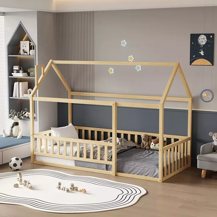 ΚΡΕΒΑΤΙ ΠΑΙΔΙΚΟ ΜΕ ΚΑΓΚΕΛΟ HOUSER HM706.01 τ.MONTESSORI ΞΥΛΟ ΠΕΥΚΟ ΦΥΣΙΚΟ-190x90εκ