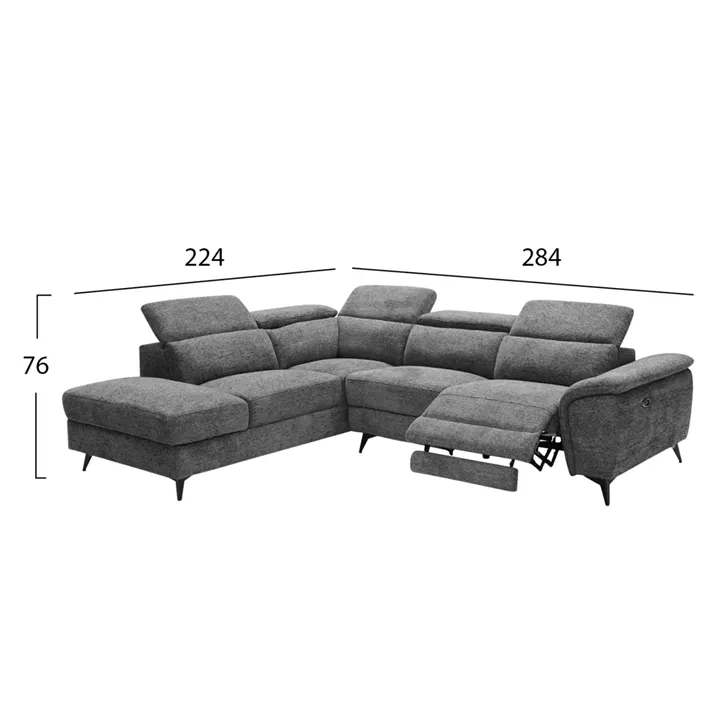 ΚΑΝΑΠΕΣ ΑΡΙΣΤΕΡΗ ΓΩΝΙΑ-ΑΝΑΚΛΙΣΗ & ΑΠΟΘ.ΧΩΡΟΣ-RESTRO HM3339.01L ΓΚΡΙ ΥΦΑΣΜΑ 284x224x76Υεκ