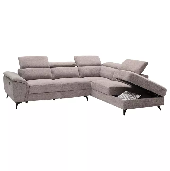 SOFA RIGHT CORNER-RECLINE & STORAGE SPACE RESTRO HM3339.02R BEIGE FABRIC 284x224x76Hcm.
