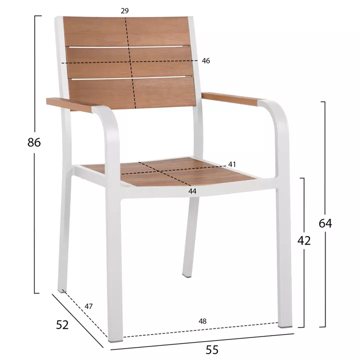 OUTDOOR DINING SET TABER HM10738 TABLE & 6 DINING CHAIRS-ALUMINUM & POLYWOOD--WHITE