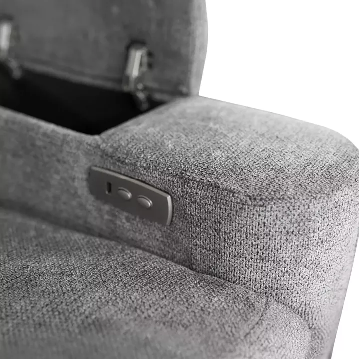 SET SOFA-RELAX ARMCHAIR SYNTHIA HM10736.03 GREY FABRIC--ELECTRIC RECLINE [R]