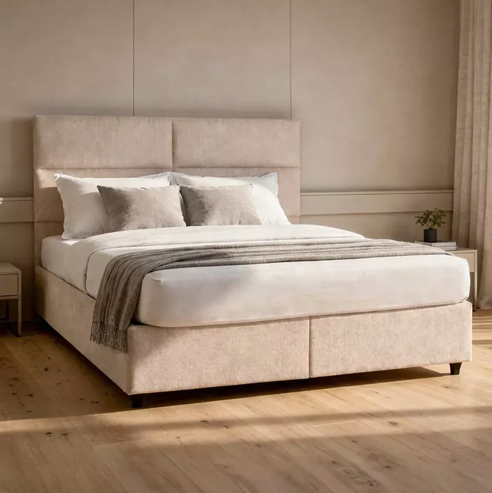 ΚΡΕΒΑΤΙ MILO ΔΙΠΛΟ ΜΕ ΑΠΟΘΗΚΕΥΤΙΚΟ ΧΩΡΟ HM622.32 ΜΠΕΖ ΥΦΑΣΜΑ-- ΓΙΑ ΣΤΡΩΜΑ 160x200εκ