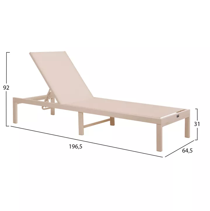 ALUMINUM SUNBED THATCHER HM5983.04 CHAMPAGNE-COLORED FRAME & TEXTILENE 196.5x64.5x92Hcm.