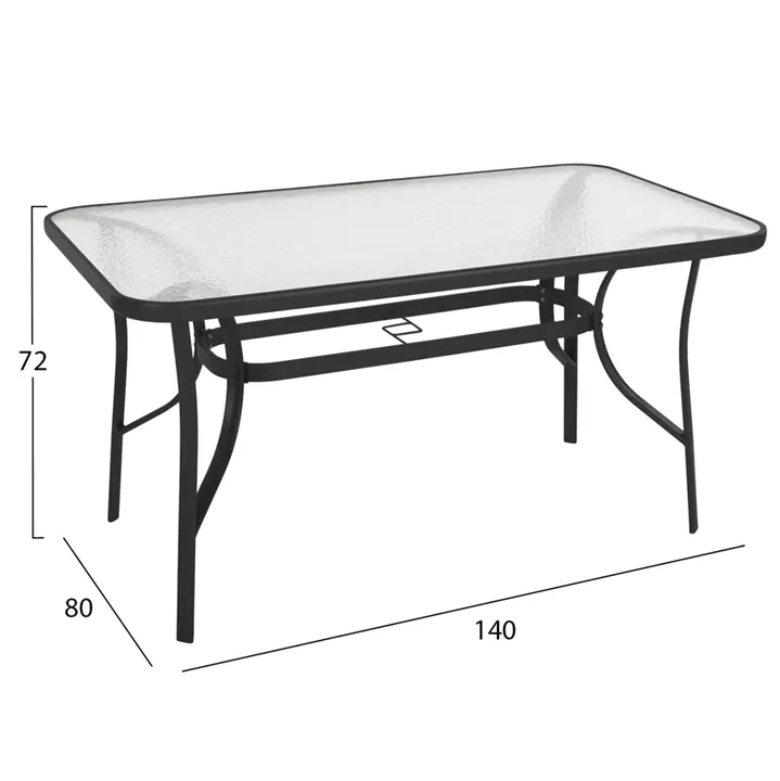 ΤΡΑΠΕΖΙ BRUNO HM5106.03 ΜΑΥΡΟ ΜΕΤΑΛΛΙΚΟ ΜΕ ΓΥΑΛΙΝΗ ΕΠΙΦΑΝΕΙΑ 140Χ80Χ72Υεκ