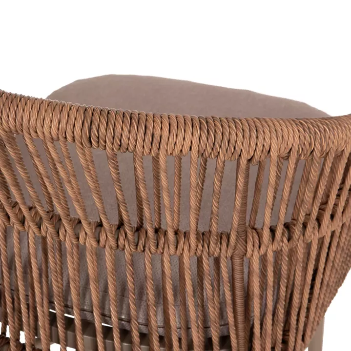ALUMINUM DINING CHAIR ORIN HM6265.03 CAPPUCCINO FRAME-P.E. RATTAN IN NATURAL 58x61x75Hcm.