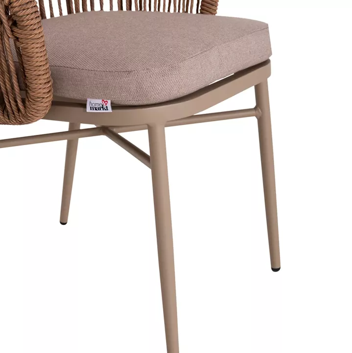 ALUMINUM DINING CHAIR ORIN HM6265.03 CAPPUCCINO FRAME-P.E. RATTAN IN NATURAL 58x61x75Hcm.