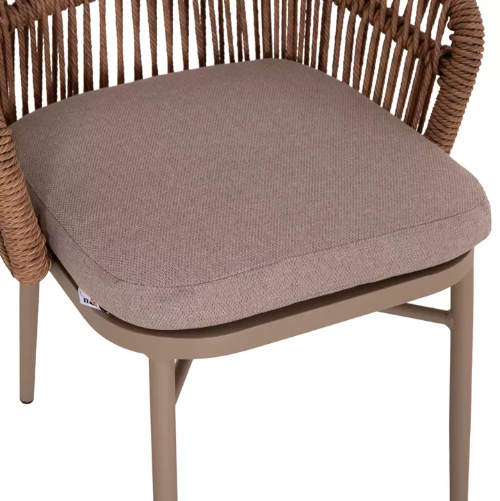 ALUMINUM DINING CHAIR ORIN HM6265.03 CAPPUCCINO FRAME-P.E. RATTAN IN NATURAL 58x61x75Hcm.