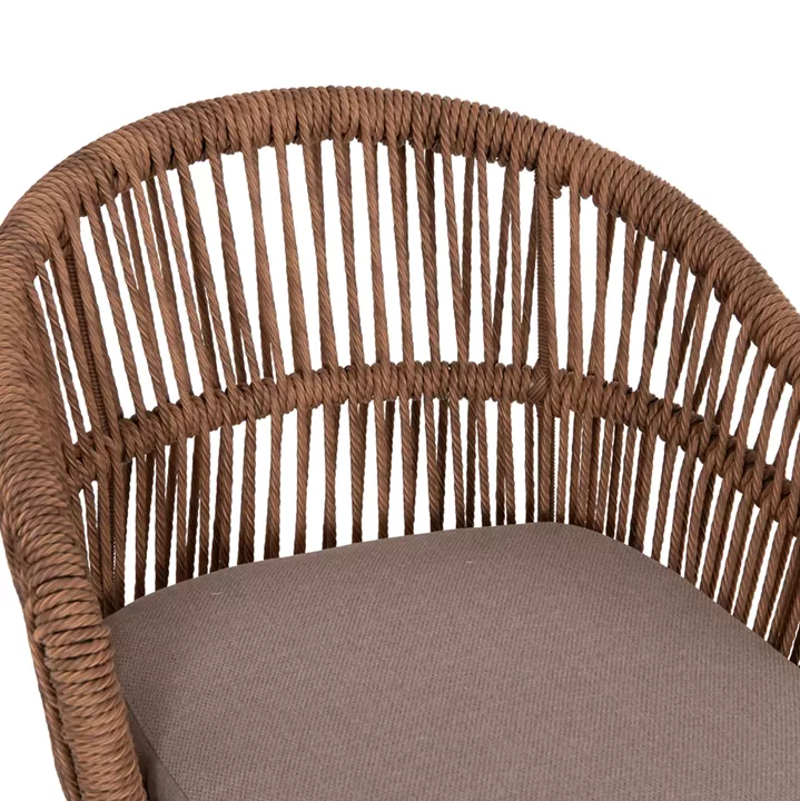 ALUMINUM DINING CHAIR ORIN HM6265.03 CAPPUCCINO FRAME-P.E. RATTAN IN NATURAL 58x61x75Hcm.