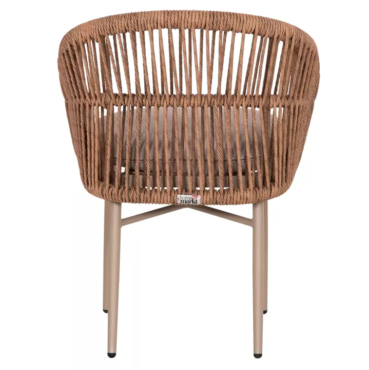 ALUMINUM DINING CHAIR ORIN HM6265.03 CAPPUCCINO FRAME-P.E. RATTAN IN NATURAL 58x61x75Hcm.