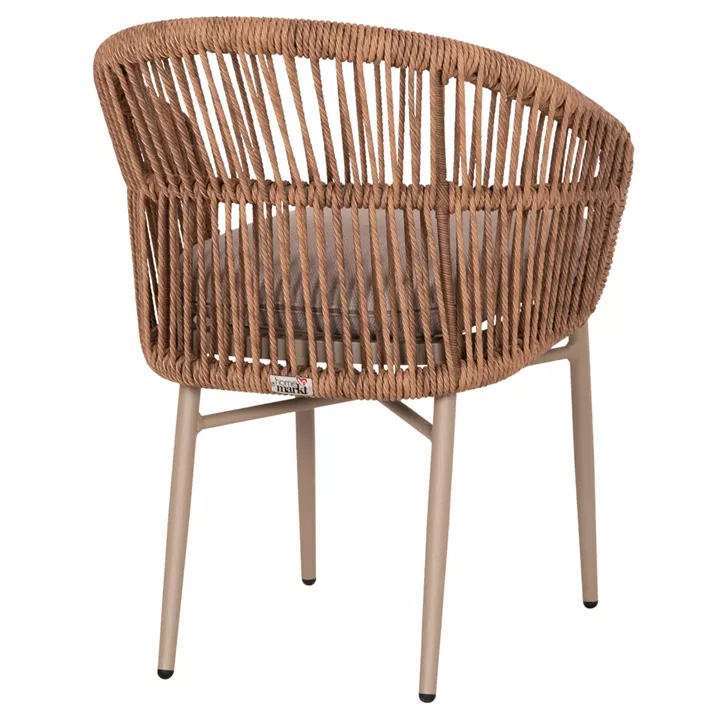 ALUMINUM DINING CHAIR ORIN HM6265.03 CAPPUCCINO FRAME-P.E. RATTAN IN NATURAL 58x61x75Hcm.