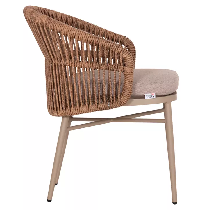 ALUMINUM DINING CHAIR ORIN HM6265.03 CAPPUCCINO FRAME-P.E. RATTAN IN NATURAL 58x61x75Hcm.