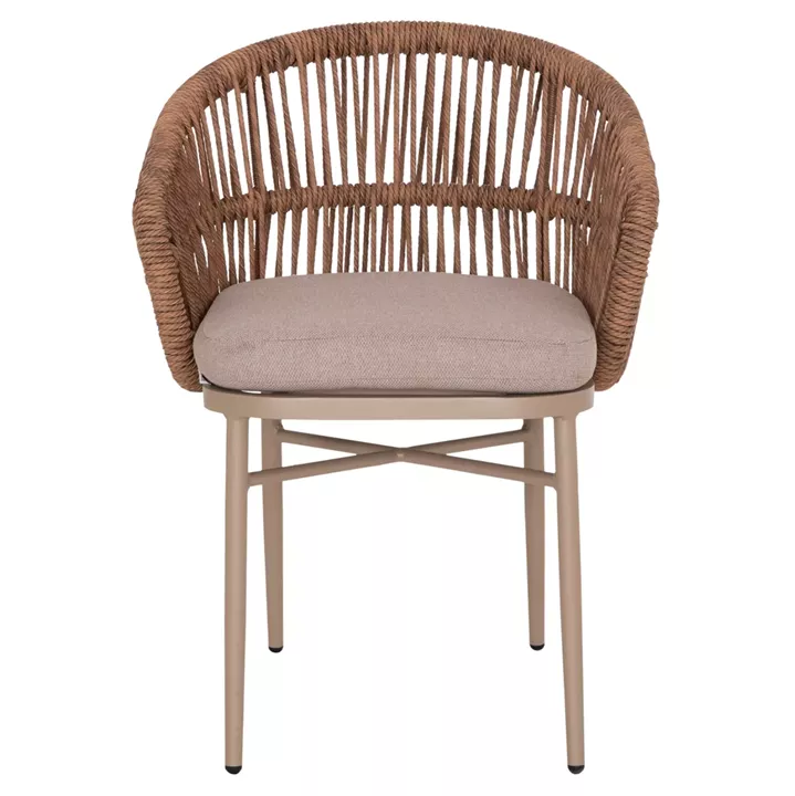 ALUMINUM DINING CHAIR ORIN HM6265.03 CAPPUCCINO FRAME-P.E. RATTAN IN NATURAL 58x61x75Hcm.