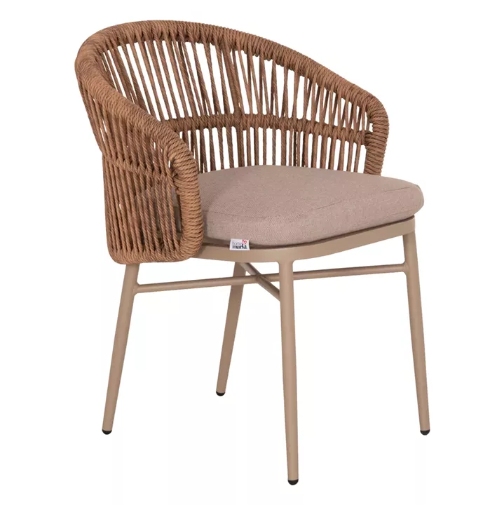 ALUMINUM DINING CHAIR ORIN HM6265.03 CAPPUCCINO FRAME-P.E. RATTAN IN NATURAL 58x61x75Hcm.