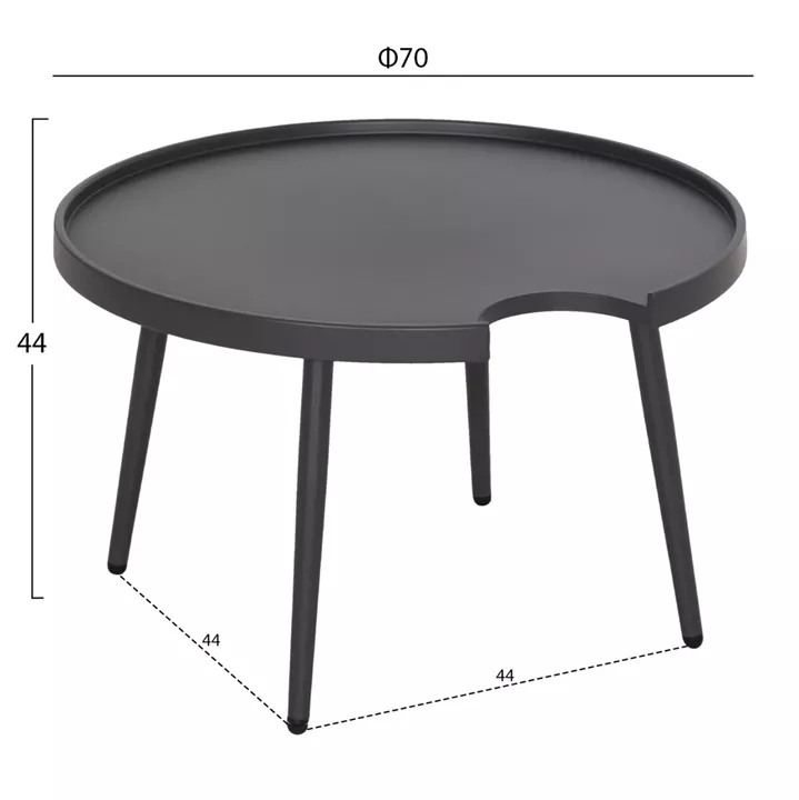 OUTDOOR ROUND COFFEE TABLE TEROC HM6434.01 ALUMINUM IN GREY Φ70x44Hcm