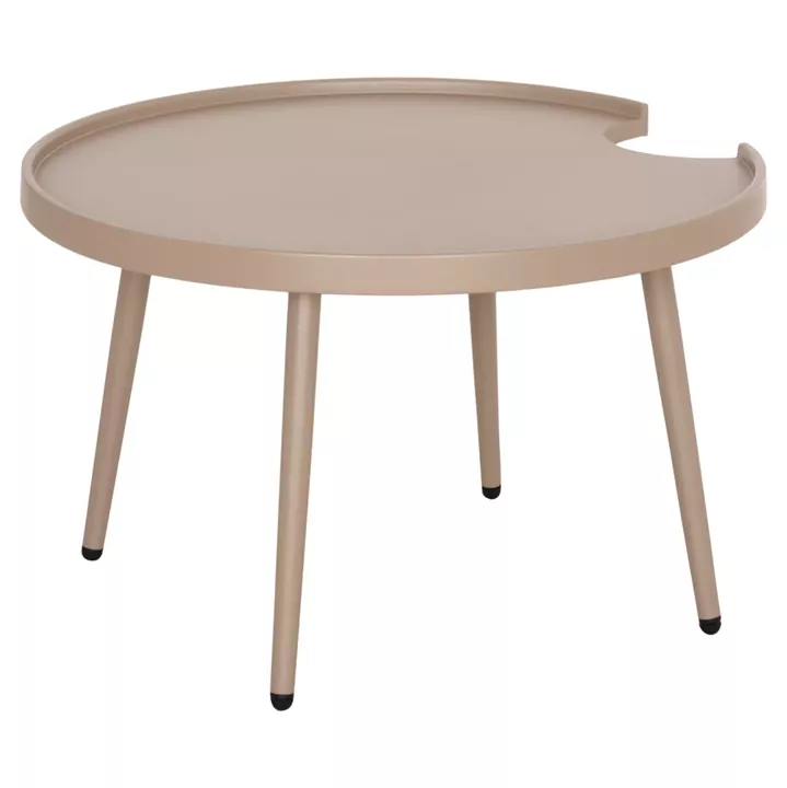 OUTDOOR ROUND COFFEE TABLE TEROC HM6434.03 ALUMINUM IN CAPPUCCINO Φ70x44Hcm