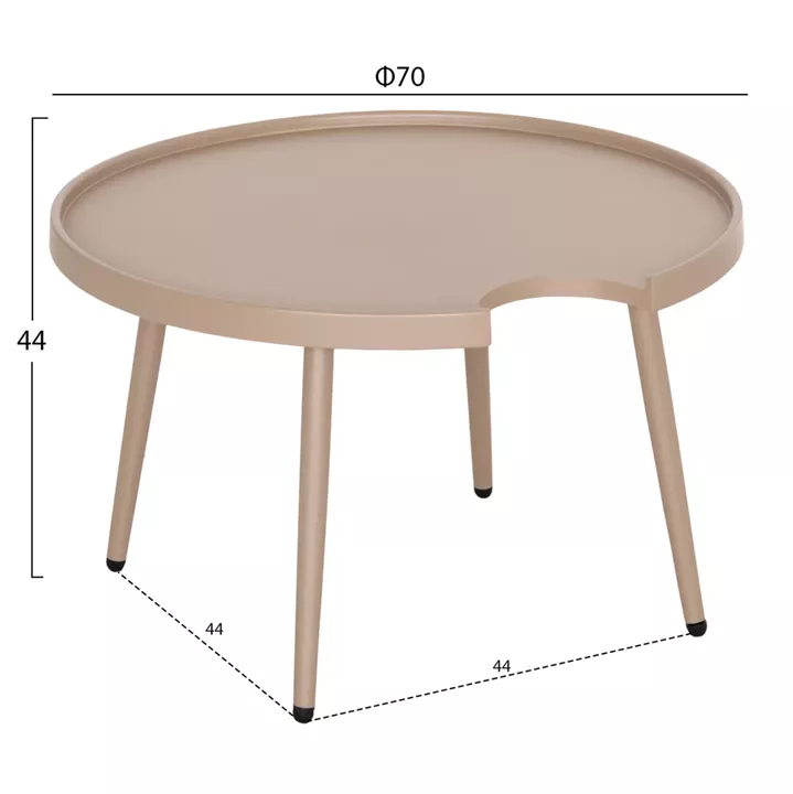 OUTDOOR ROUND COFFEE TABLE TEROC HM6434.03 ALUMINUM IN CAPPUCCINO Φ70x44Hcm