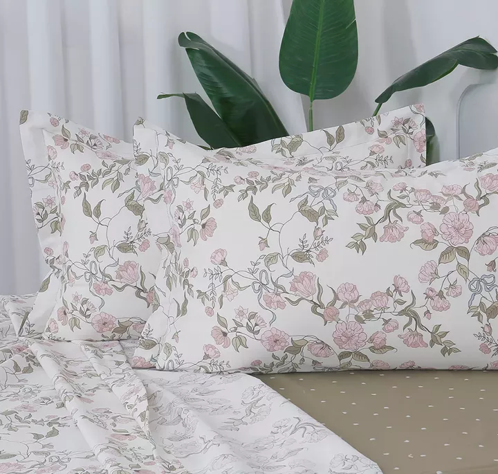 Beauty Home Σετ σεντόνια υπέρδιπλα με λάστιχο Memories Art 12675 165x200+30 Μπεζ,Ροζ