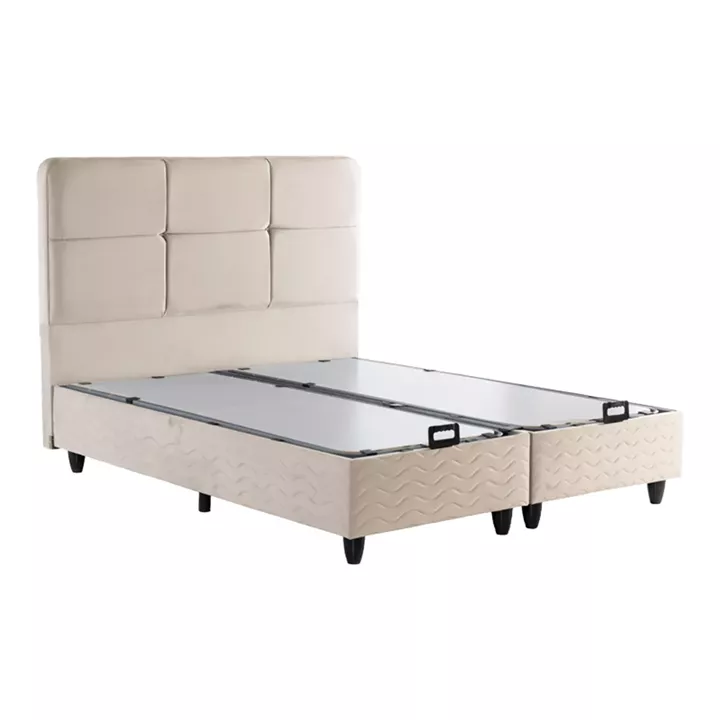 Κρεβάτι διπλό Punto pakoworld με αποθηκευτικό χώρο κρεμ βελούδο 160x200εκ